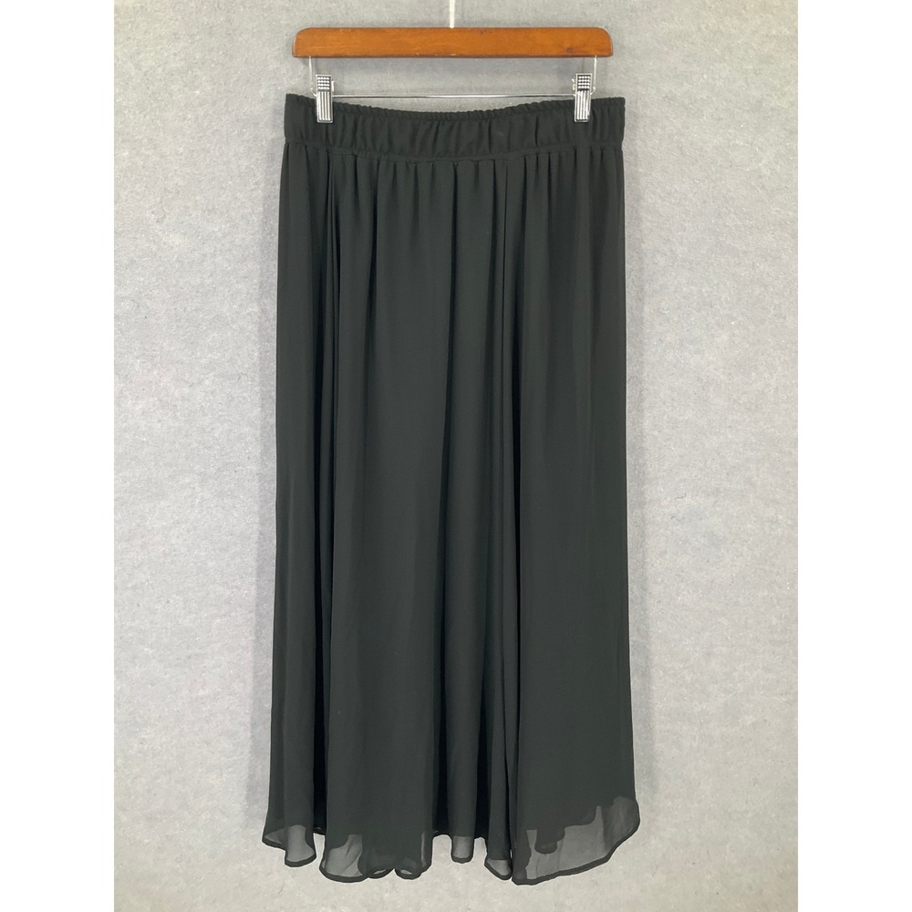 Vtg Pappagallo Womens Black Chiffon Maxi Skirt‎ Sz 14 Romantic Whimsigoth Boho